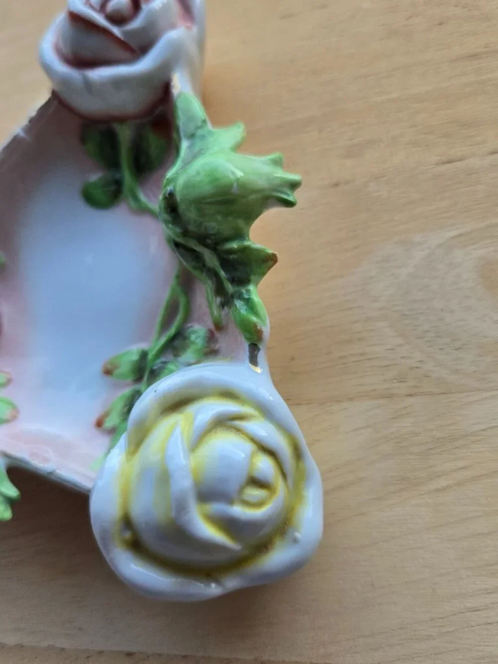 Vintage German Porcelain Rose Trinket Dish & Wall Hanging Art Cottagecore